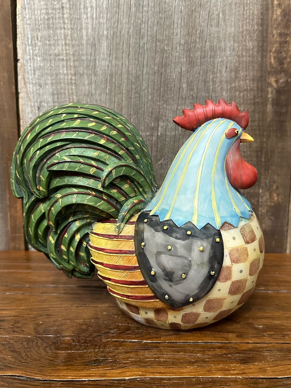 Rooster Folk Art Figurine in Hard Plastic Polyresin